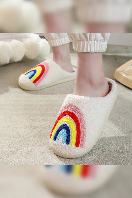 Rainbow Knit Cozy Slippers