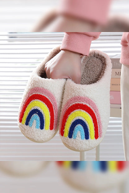 Rainbow Knit Cozy Slippers