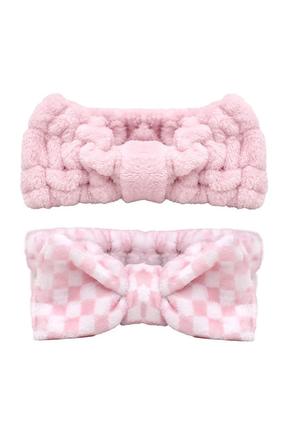 Plush Headband Pink and White Checkered