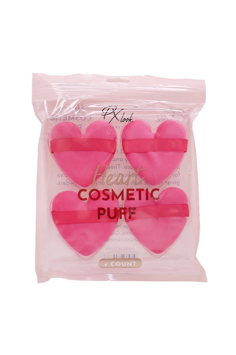 Hot Pink Heart Cosmetic Puff