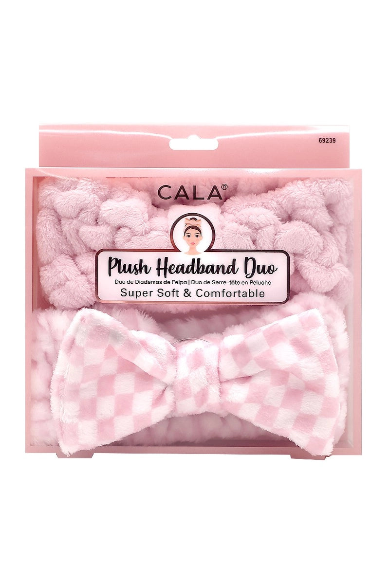 Plush Headband Pink and White Checkered