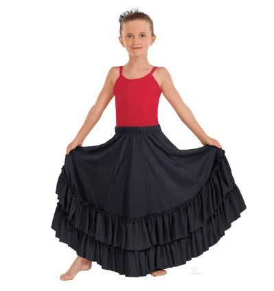 Black ruffled flamenco skirt