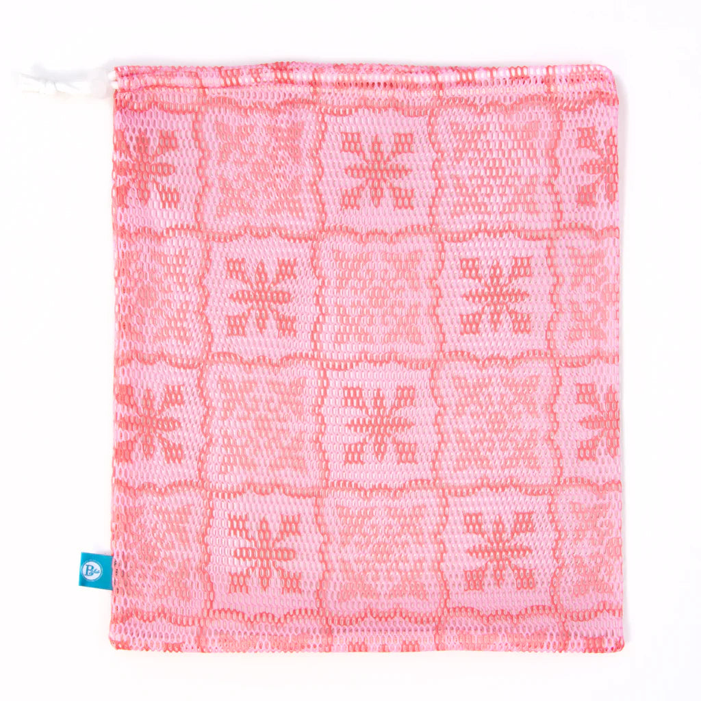 Printed Mesh Bag - Light Pink + Coral