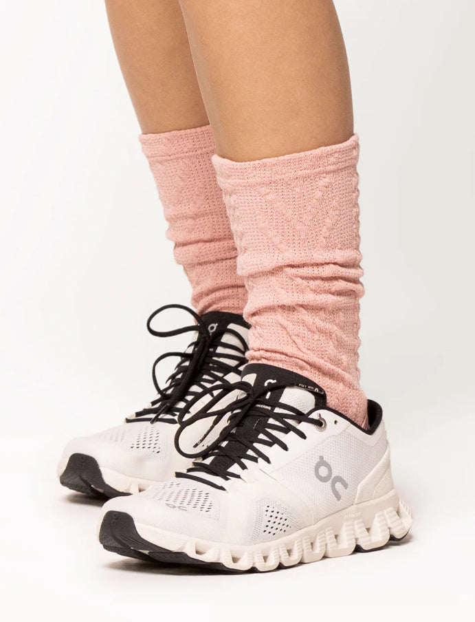 Stirrup Leg Warmers Ankle Knit - Rose
