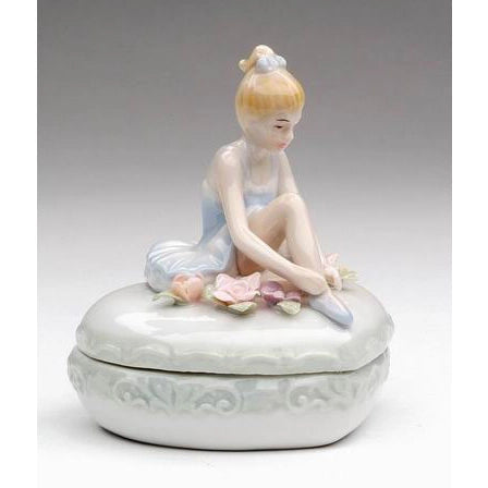 Porcelain Ballerina on Heart Shaped Trinket Box