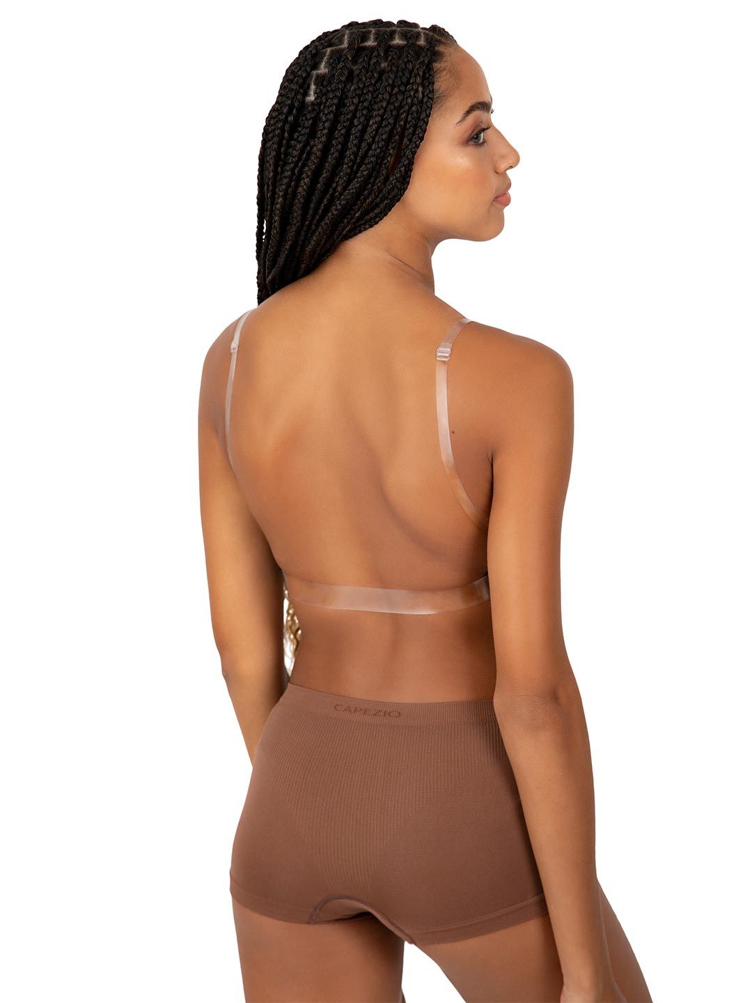 Deep Neck Clear Back Bra