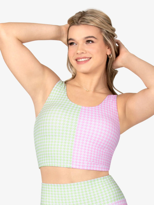 Houndstooth Color Block Tank Top